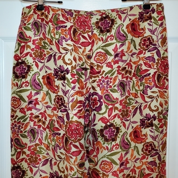 Ralph Lauren Sport Womens Size 10 Red Beige Floral Silk Pants - Picture 2 of 12